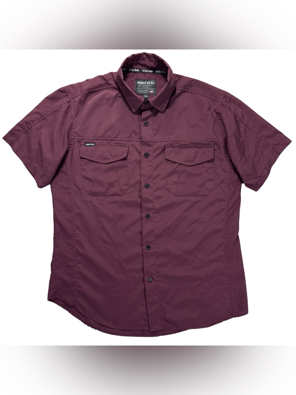 HOWITZER Patriot Co Men Medium Short Sleeve Button Up Shirt We The People Maroon